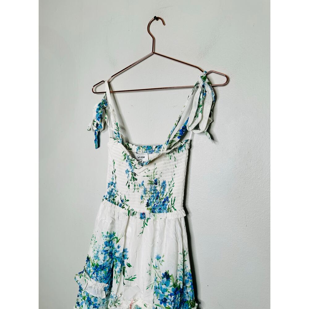 YUMI KIM Off-White Floral Tiered Ruffles Sweetheart Neckline Maxina Dress Size M - Picture 7 of 16